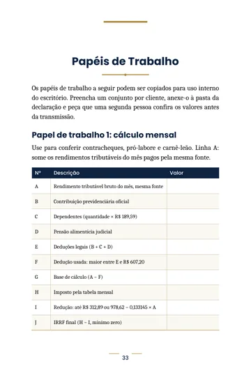 Página 3 do trecho de Caderno de Cálculos IRPF 2027