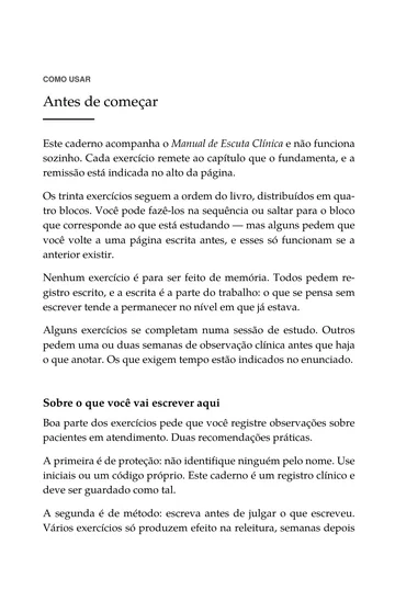 Página 1 do trecho de Caderno de Escuta Clínica