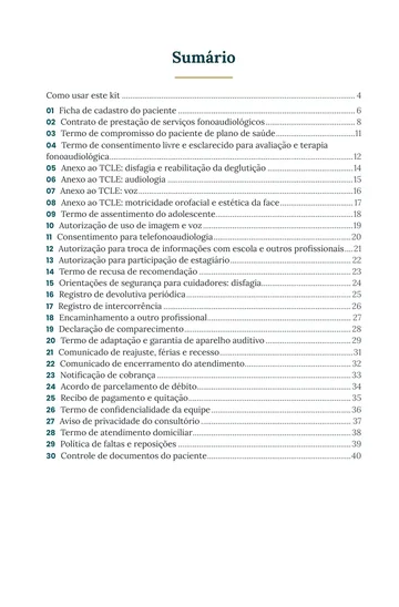 Página 1 do trecho de Kit de Documentos Blindados do Fonoaudiólogo
