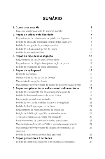 Página 1 do trecho de Kit de Petições da Defesa Criminal