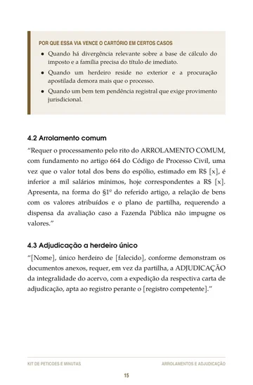 Página 4 do trecho de Kit de Petições e Minutas do Inventário