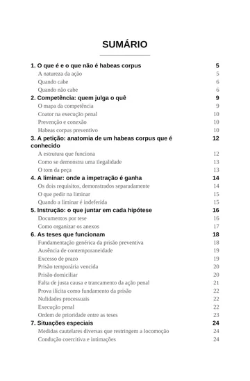 Página 1 do trecho de Manual do Habeas Corpus