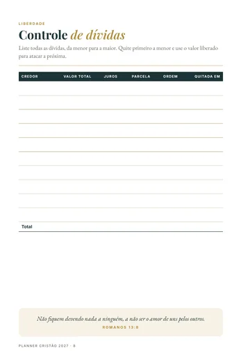 Página 2 do trecho de Planner Cristão 2027