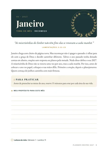 Página 3 do trecho de Planner Cristão 2027