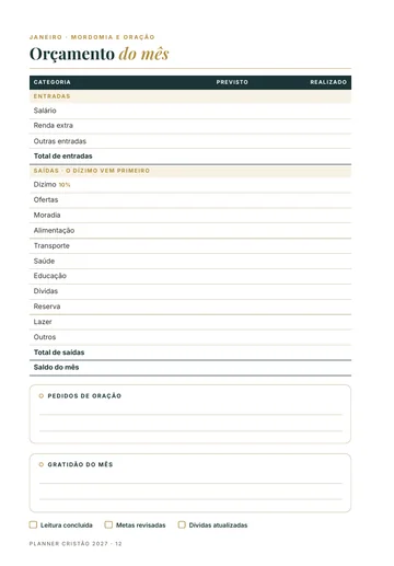Página 4 do trecho de Planner Cristão 2027