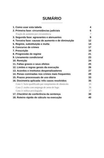 Página 1 do trecho de Tabela de Dosimetria e Benefícios