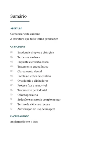 Página 1 do trecho de Termos de Consentimento por Especialidade